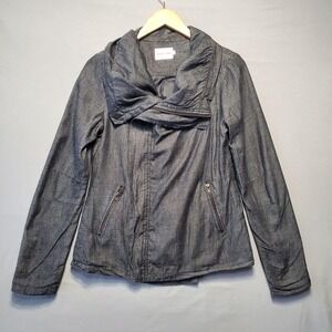 Holy Codi Studio Moto Jacket Women Medium Gray Cotton Zip Avant Garde Minimalist